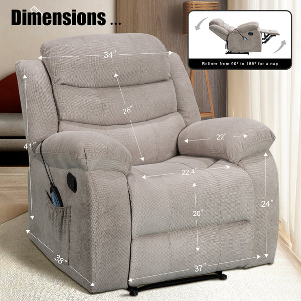 Comfortable and Durable Recliner Chair with Massage and Heating - Model 8005