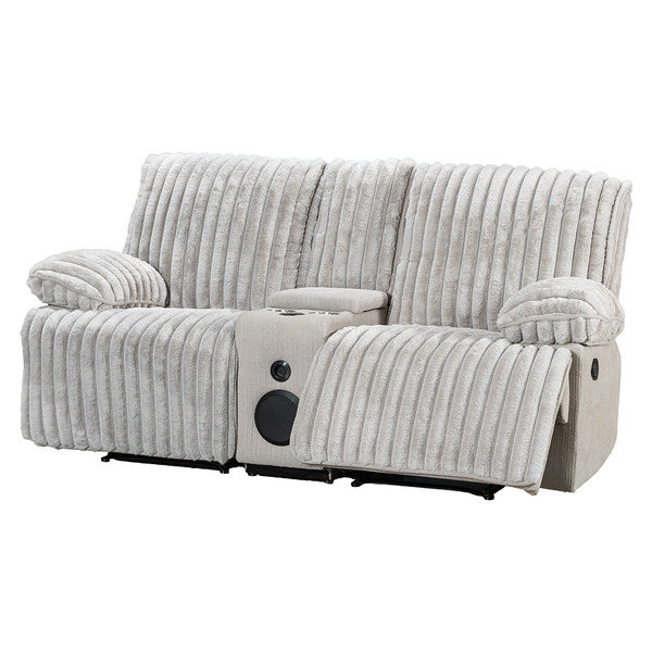 Power Headrest Reclining Console Plush Multi-Person Sofa Combination Kit 8451#3+2 Grey Velvet