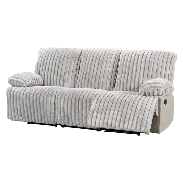 Power Headrest Reclining Console Plush Multi-Person Sofa Combination Kit 8451#3+2 Grey Velvet