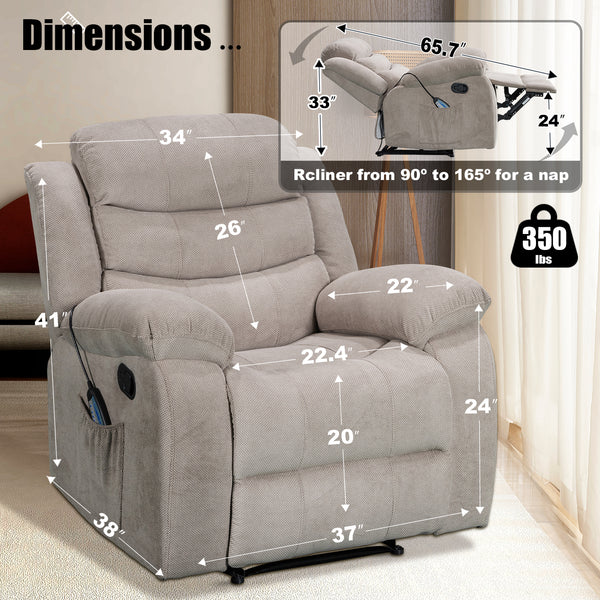Comfortable and Durable Recliner Chair with Massage and Heating - Model 8005
