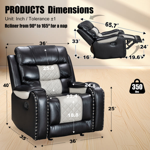 Luxury Leather Rocking Recliner - Model 8317