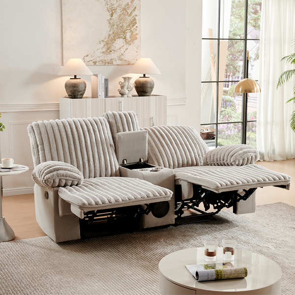 2-Seater Recliner Sofa with Built-In Speakers & Ambient Lighting (Crodury Fabric)