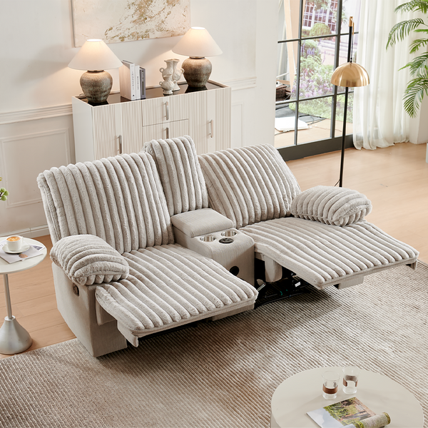 2-Seater Recliner Sofa with Built-In Speakers & Ambient Lighting (Crodury Fabric)