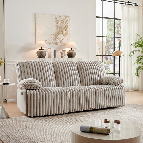 3 Seater Recliner Sofa Set | Crodury Fabric Recliner | Bluetooth Audio & USB Port