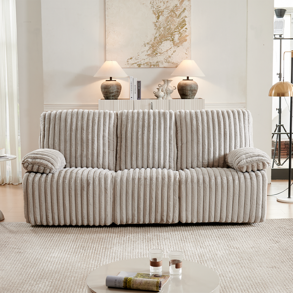 3 Seater Recliner Sofa Set | Crodury Fabric Recliner | Bluetooth Audio & USB Port