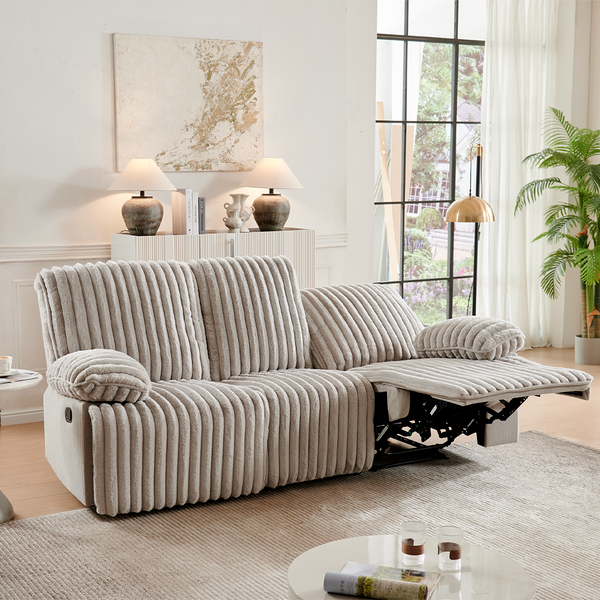 3 Seater Recliner Sofa Set | Crodury Fabric Recliner | Bluetooth Audio & USB Port