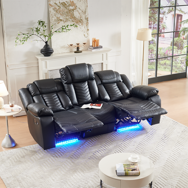 3 Seater Leather Recliner Sofa | Built-in Speaker | USB Port & Modern Design Multifunctional Recliner | 8391