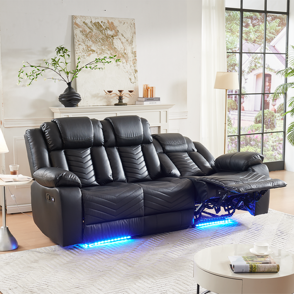 3 Seater Leather Recliner Sofa | Built-in Speaker | USB Port & Modern Design Multifunctional Recliner | 8391