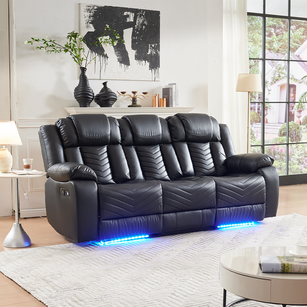 3 Seater Leather Recliner Sofa | Built-in Speaker | USB Port & Modern Design Multifunctional Recliner | 8391