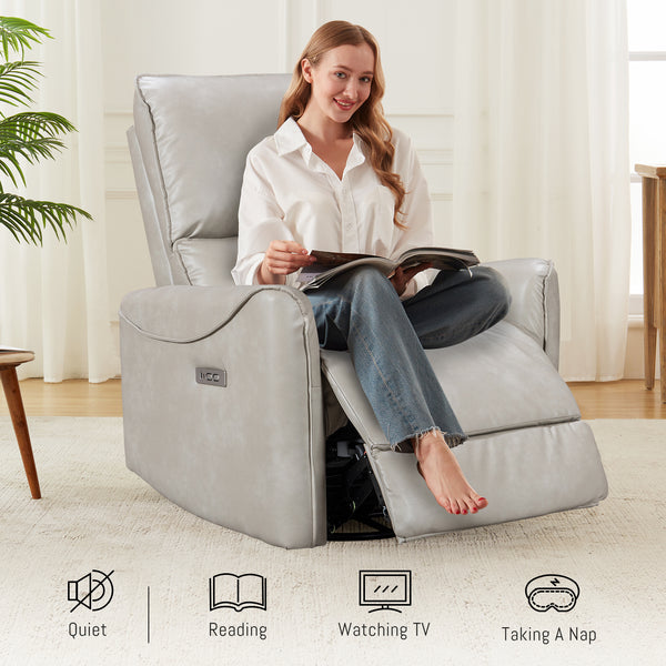 Modern Style Power Recliner Chair with Rocker and Swivel Function - Model 8445