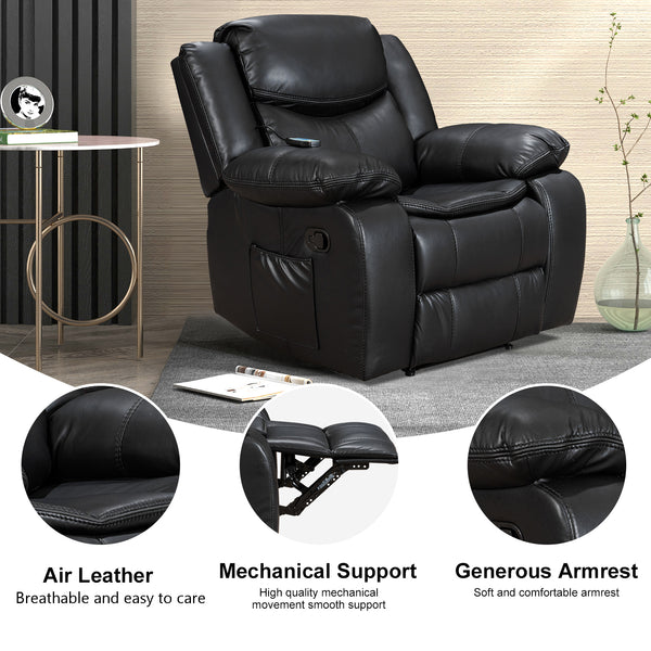 Air Leather Recliner with Massage and Heating - Model 8220