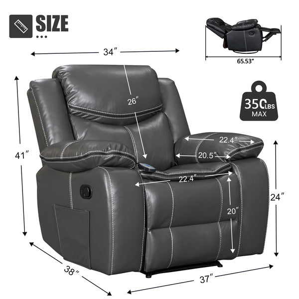 Air Leather Recliner with Massage and Heating - Model 8220
