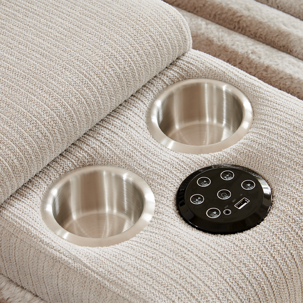 2-Seater Recliner Sofa with Built-In Speakers & Ambient Lighting (Crodury Fabric)