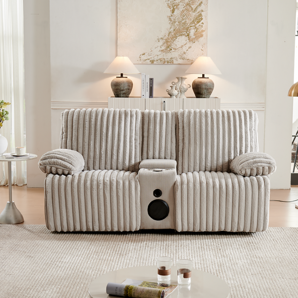 2-Seater Recliner Sofa with Built-In Speakers & Ambient Lighting (Crodury Fabric)