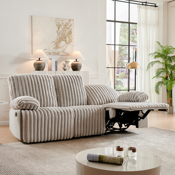 3 Seater Recliner Sofa Set | Crodury Fabric Recliner | Bluetooth Audio & USB Port